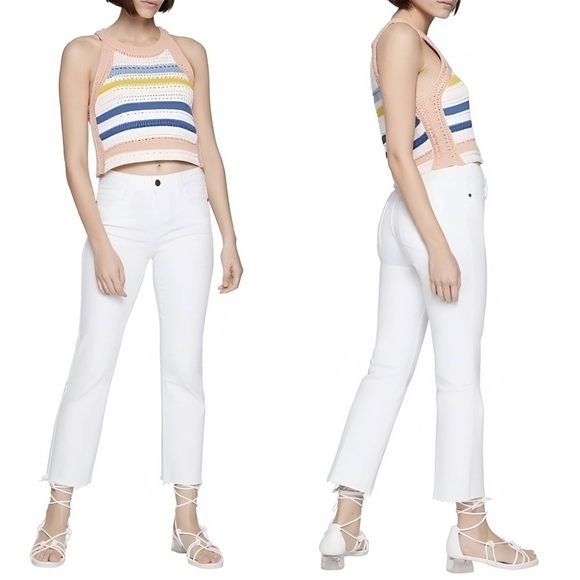 NWT BCBGeneration Striped Crochet Cropped  Top - Picture 1 of 11